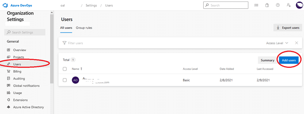 Azure DevOps add users